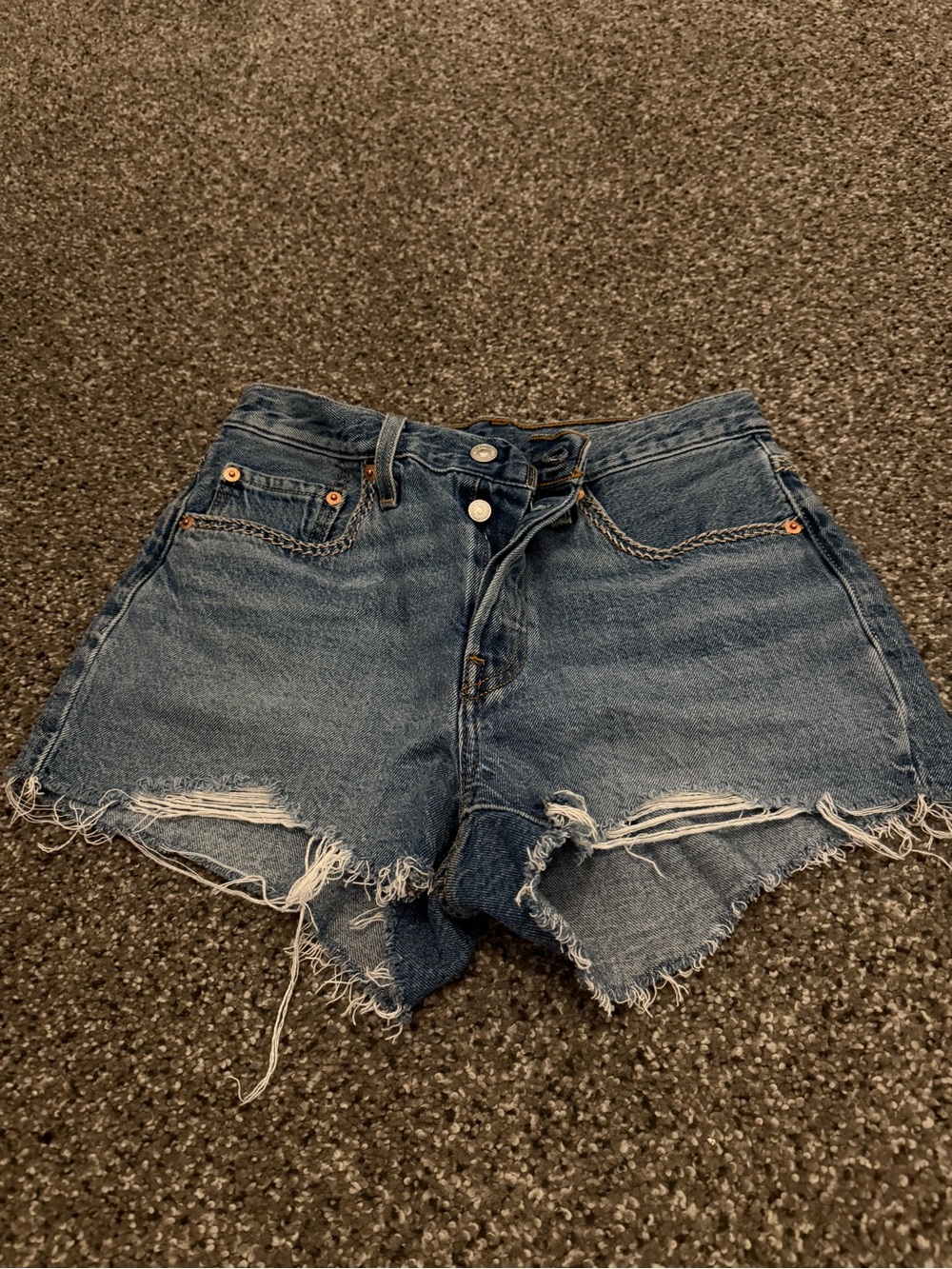 Levi's Blue Distressed Cutoff Denim Shorts